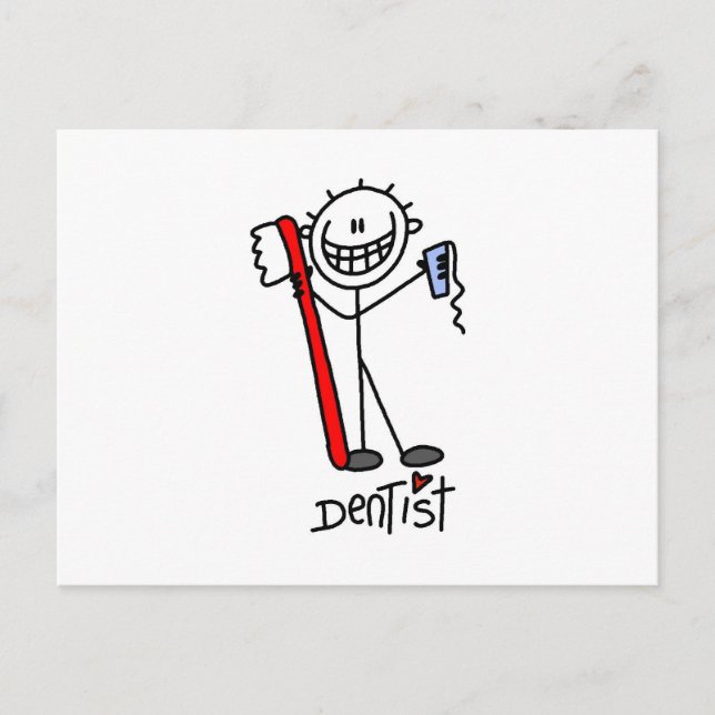 Basic Stick Figure Dentist Postcard (Front)