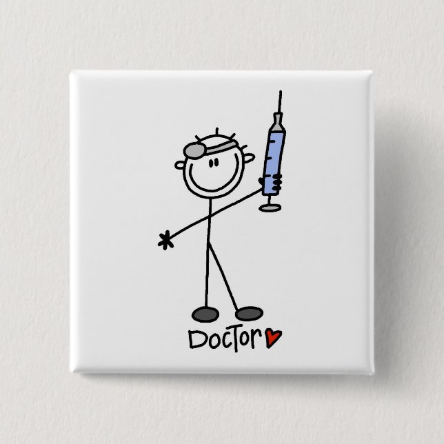 Basic Stick Figure Doctor Button (Front)