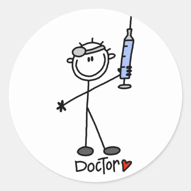 Basic Stick Figure Doctor Classic Round Sticker | Zazzle Basic Stick Figure Doctor Classic Round Sticker | Zazzle
