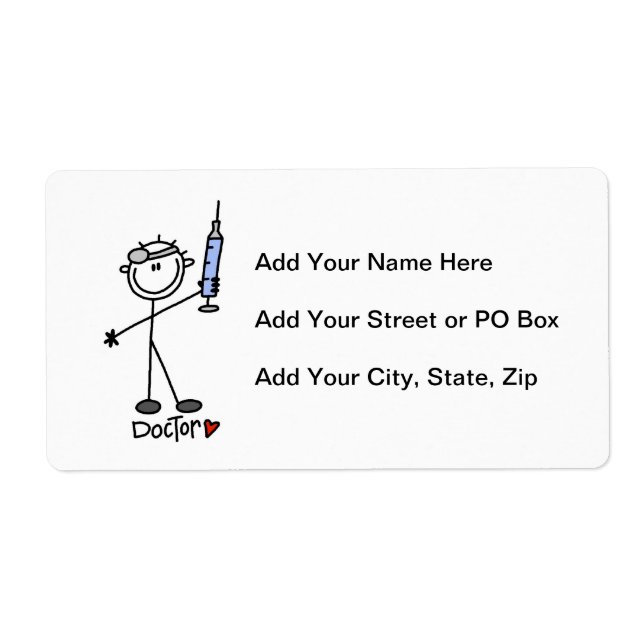Basic Stick Figure Doctor Label (Front)
