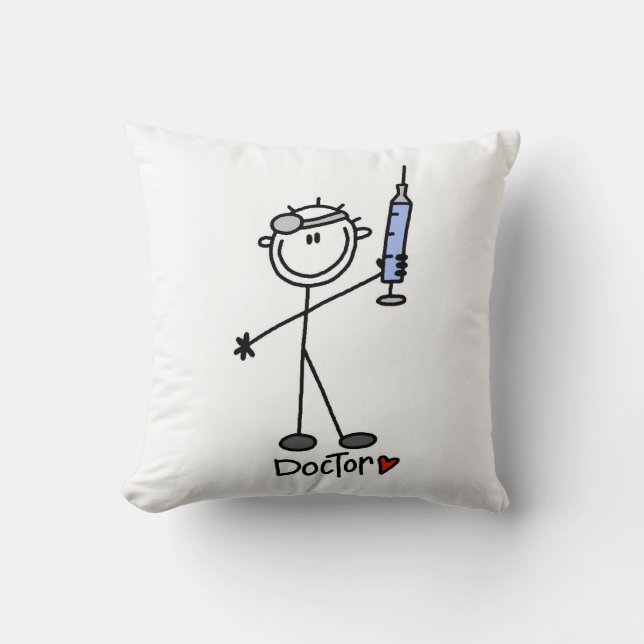 Basic Stick Figure Doctor Throw Pillow (Front)