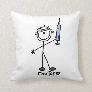 Basic Stick Figure Doctor Throw Pillow