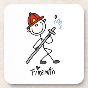 Basic Stick Figure Fireman T-shirts and Gifts Drink Coaster