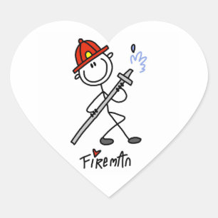 Basic Stick Figure Fireman T-shirts and Gifts Heart Sticker