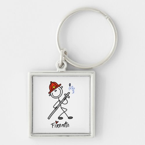 Basic Stick Figure Fireman T_shirts and Gifts Keychain
