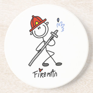 Basic Stick Figure Fireman T-shirts and Gifts Sandstone Coaster