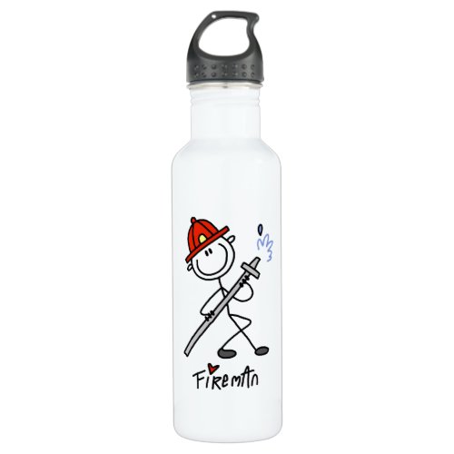 Basic Stick Figure Fireman T_shirts and Stainless Steel Water Bottle