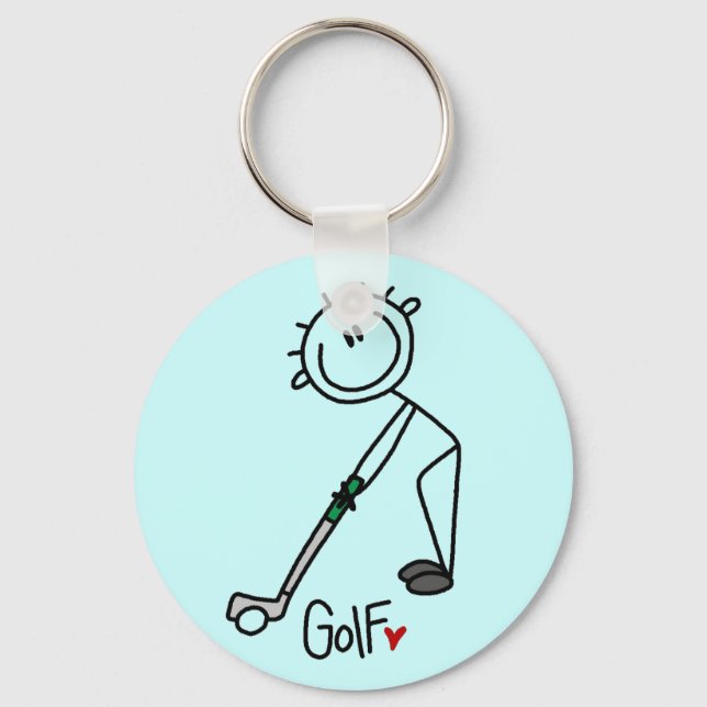 Basic Stick Figure Golf T-shirts and Gifts Keychain (Front)