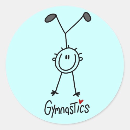 Basic Stick Figure Gymnastics Tshirts and Gifts Classic Round Sticker