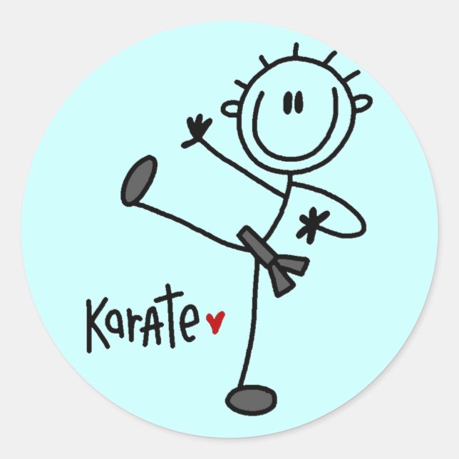 Basic Stick Figure Karate T-shirts and Gifts Classic Round Sticker (Front)