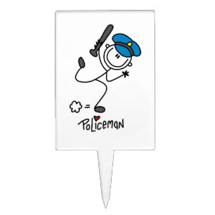 Basic Stick Figure Police Officer Cake Topper