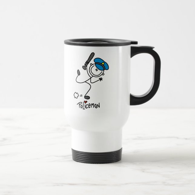 Basic Stick Figure Police Officer Travel Mug (Right)