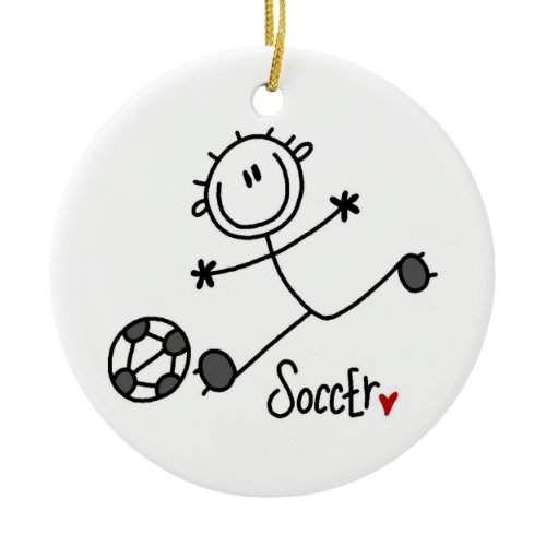 Basic Stick Figure Soccer Player T-shirts and Gift Ceramic Ornament