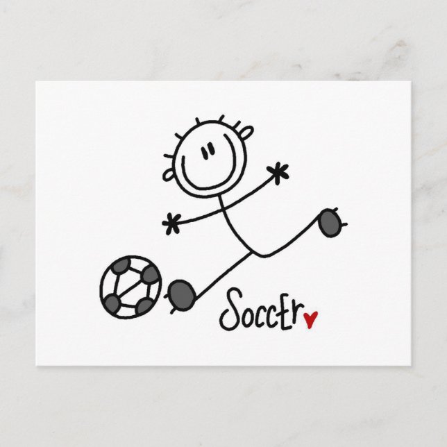 Basic Stick Figure Soccer Player T-shirts and Gift Postcard (Front)