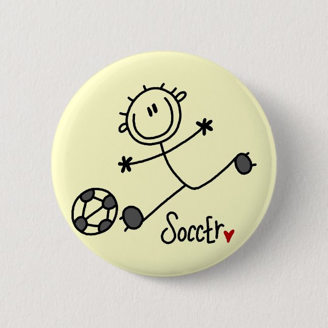 Basic Stick Figure Soccer T-shirts and Gifts Pinback Button (Front)
