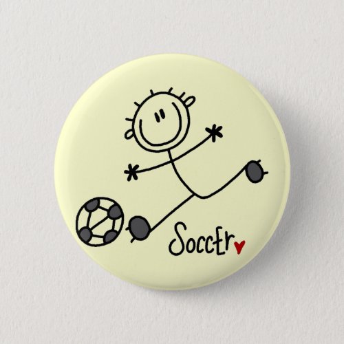 Basic Stick Figure Soccer T_shirts and Gifts Pinback Button