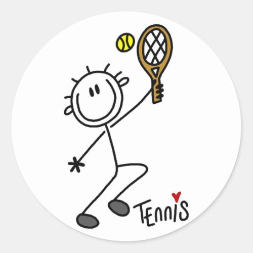 Basic Stick Figure Tennis Tshirts and Gifts Classic Round Sticker