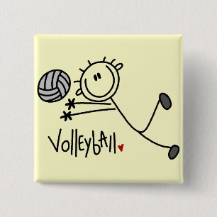 Basic Stick Figure Volleyball Tshirts and Gifts Button