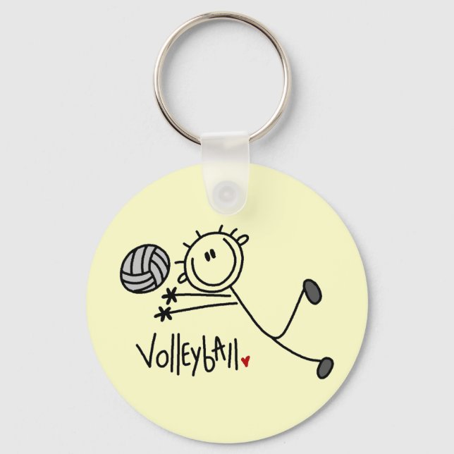 Basic Stick Figure Volleyball Tshirts and Gifts Keychain (Front)