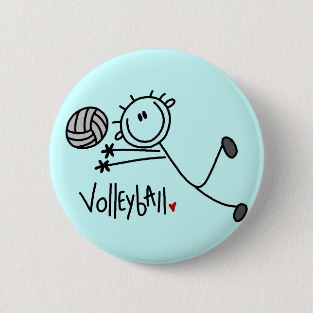 Basic Stick Figure Volleyball Tshirts and Gifts Pinback Button (Front)
