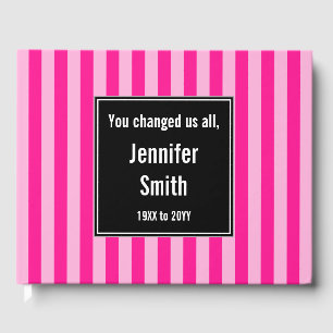 Basic, Striped Pink Memories Guestbook