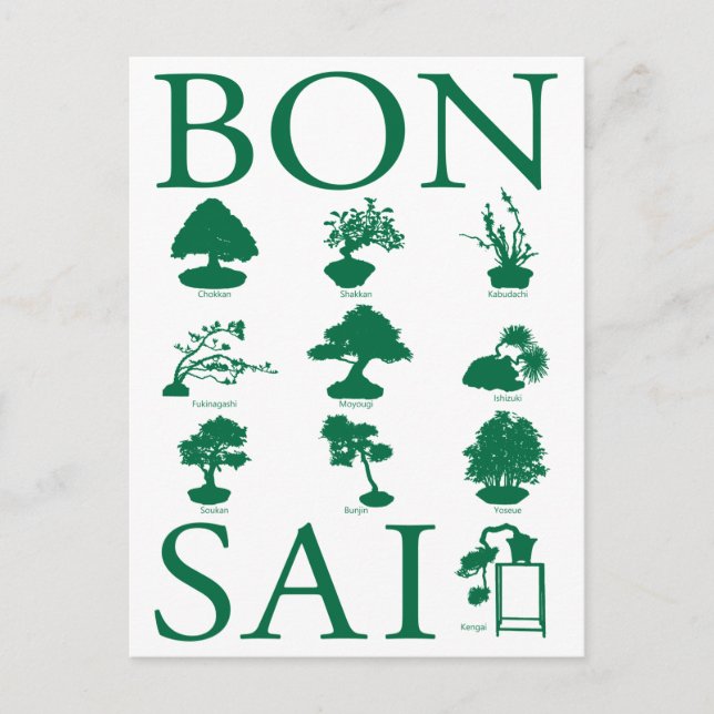 Basic Styles of Bonsai Tree Postcard (Front)