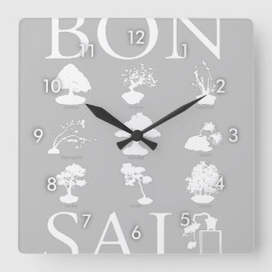 Basic Styles of Bonsai Tree Square Wall Clock