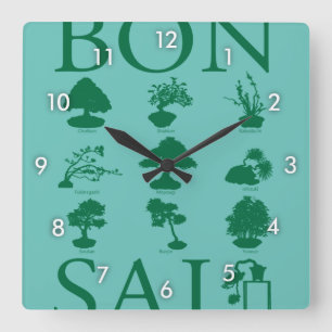 Basic Styles of Bonsai Tree Square Wall Clock