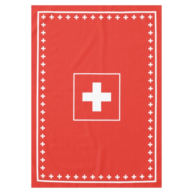 Basic Swiss Flag Red and White Switzerland Day Tablecloth (Front)