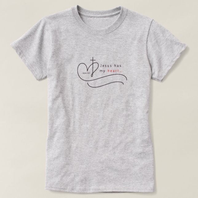 Basic T-Shirt: Jesus has my heart… T-Shirt (Design Front)