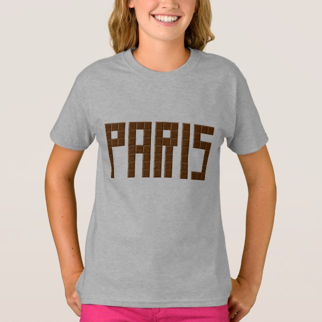 Basic T-shirt light steel PARIS CHOCOLAT (Front)
