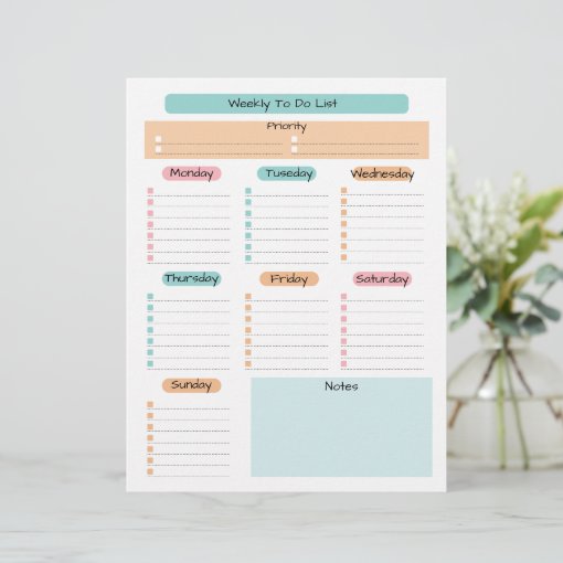 Basic Task List Editable Tear Away Daily Planner Letterhead | Zazzle