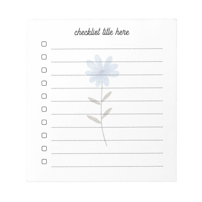 Basic Task List Editable Tear Away Daily Planner Notepad (Front)