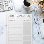 Basic Task List Editable Tear Away Daily Planner Notepad<br><div class="desc">Personalize to suit your taste by changing fonts,  colors and shapes of everything! Peach and Gray</div>