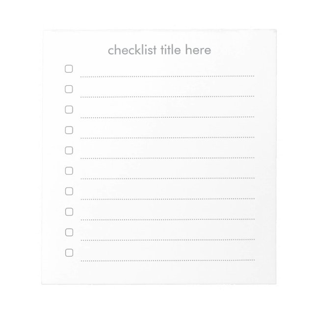 Basic Task List Editable Tear Away Daily Planner Notepad (Front)