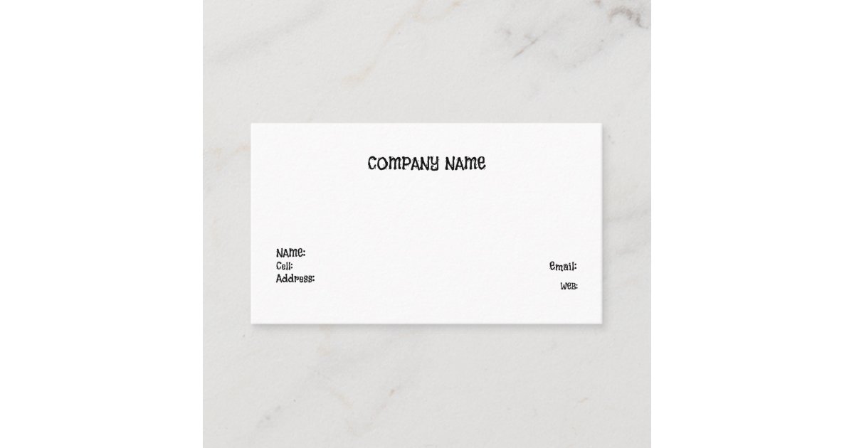 BASIC TEMPLATE BUSINESS CARD | Zazzle