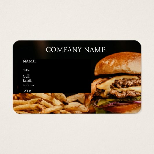 BASIC TEMPLATE BUSINESS CARD HAMBURGERS (Front)