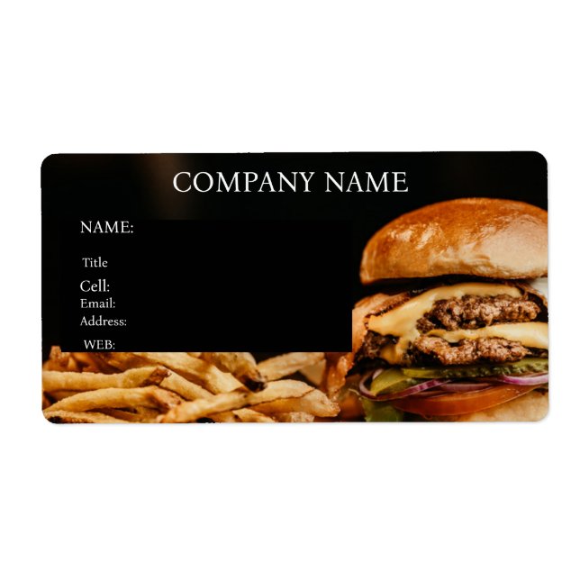 BASIC TEMPLATE BUSINESS CARD HAMBURGERS LABEL (Front)
