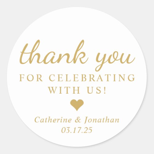 Basic Thank You For Celebrating Gold Wedding Favor Classic Round Sticker