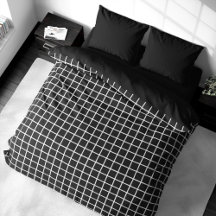 Basic Tiles Black on White Duvet Cover