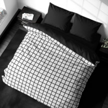Basic Tiles White on Black Duvet Cover