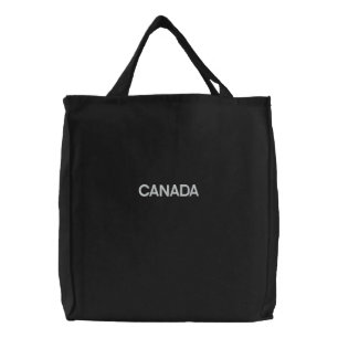 Basic Tote Bag Embroidered CANADA Black/White