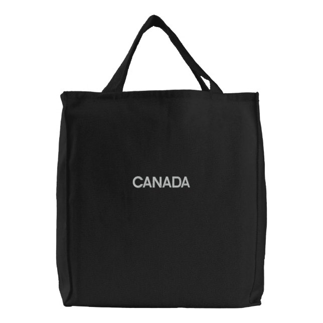 Basic Tote Bag Embroidered CANADA Black/White (Front)