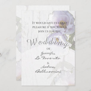 Basic Tree Peony Wedding Invitation White