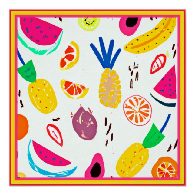 Basic Tropical Fruits Patterns Art. Buy Now Poster (Front)