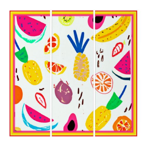 Basic Tropical Fruits Patterns Art Buy Now Triptych