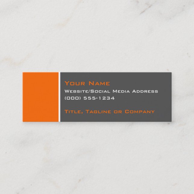 Basic Two Color Orange 2 Mini Business Card (Front)