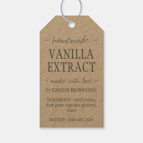 Basic Vanilla Extract Bottle Homemade Craft Gift Tags
