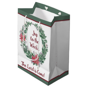 Basic watercolor wreath custom Christmas Holiday Medium Gift Bag
