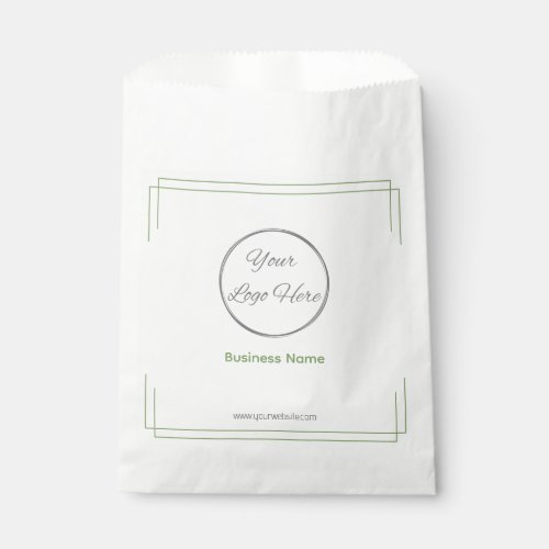 Basic white and green branded paperbag with logo  favor bag